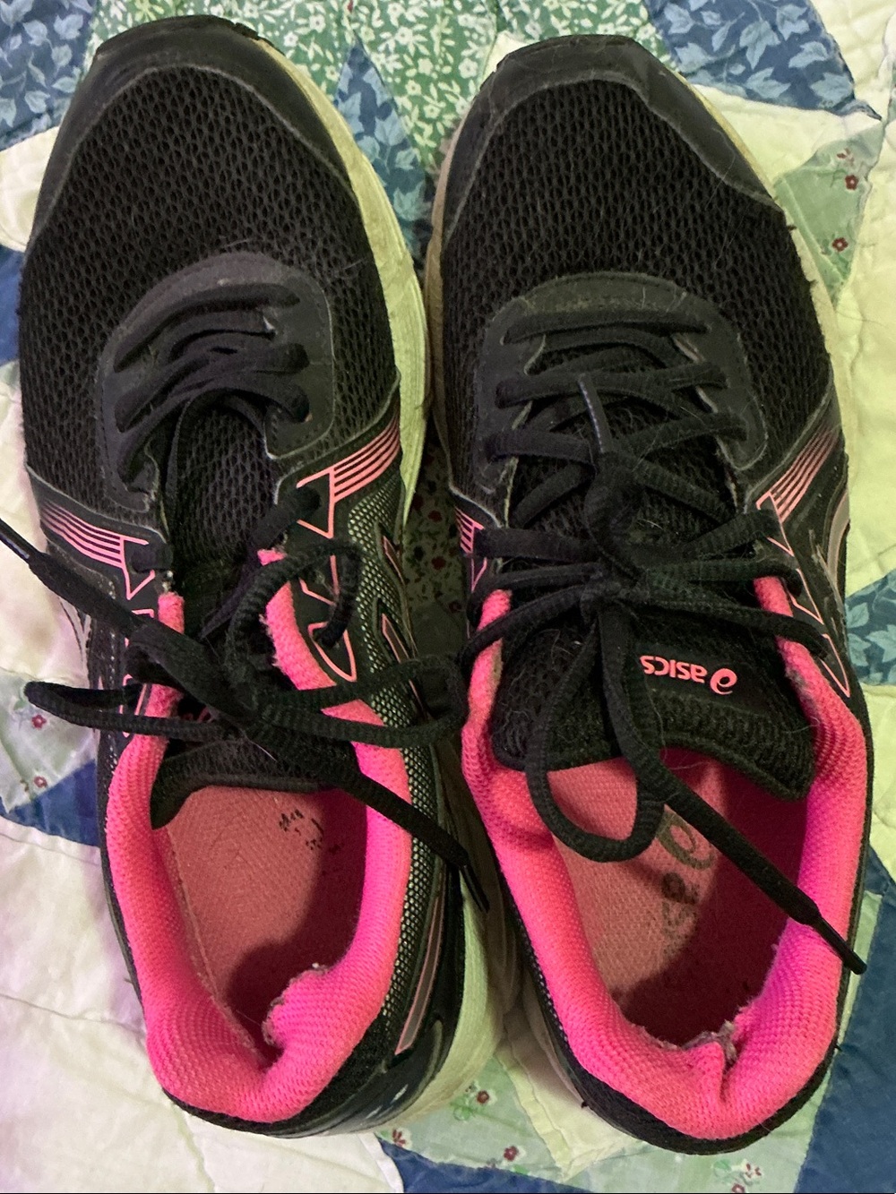 ASICS Black and Pink Women's Athletic Running Shoes